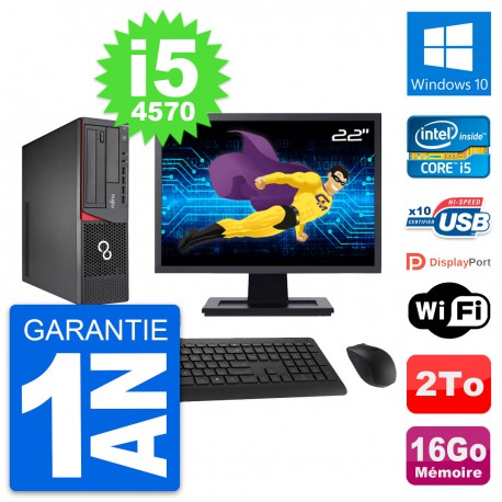 PC Fujitsu E720 DT Ecran 22" Intel i5-4570 RAM 16Go Disque 2To Windows 10 Wifi