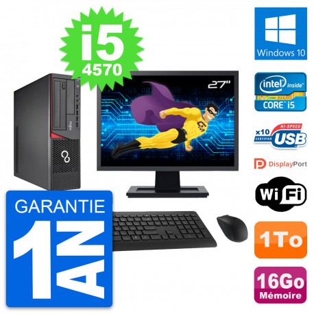 PC Fujitsu E720 DT Ecran 27" Intel i5-4570 RAM 16Go Disque 1To Windows 10 Wifi