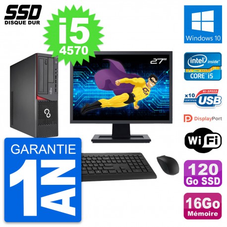 PC Fujitsu E720 E85+ DT Ecran 27" i5-4570 RAM 16Go SSD 120Go Windows 10 Wifi