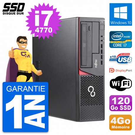 PC Fujitsu Esprimo E720 E85+ DT Intel i7-4770 RAM 4Go SSD 120Go Windows 10 Wifi