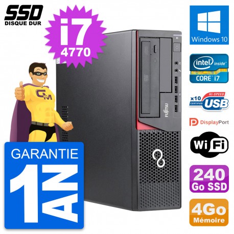 PC Fujitsu Esprimo E720 E85+ DT Intel i7-4770 RAM 4Go SSD 240Go Windows 10 Wifi