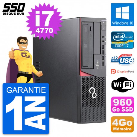 PC Fujitsu Esprimo E720 E85+ DT Intel i7-4770 RAM 4Go SSD 960Go Windows 10 Wifi