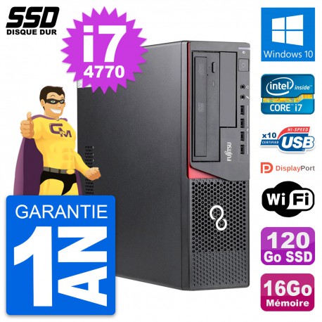 PC Fujitsu Esprimo E720 E85+ DT Intel i7-4770 RAM 16Go SSD 120Go Windows 10 Wifi