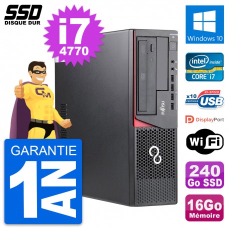 PC Fujitsu Esprimo E720 E85+ DT Intel i7-4770 RAM 16Go SSD 240Go Windows 10 Wifi
