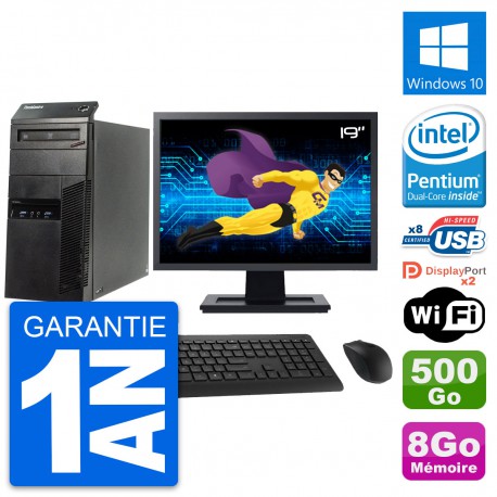 PC Tour Lenovo M83 Ecran 19" Intel G3220 RAM 8Go Disque 500Go Windows 10 Wifi