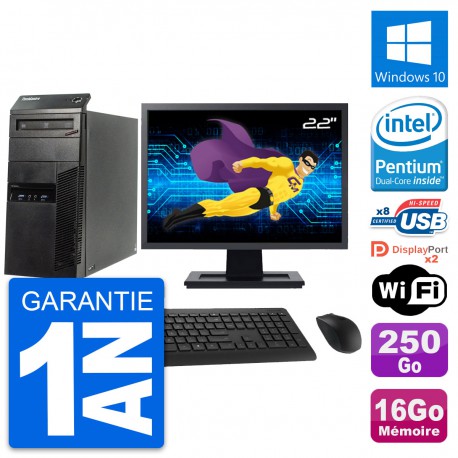 PC Tour Lenovo M83 Ecran 22" Intel G3220 RAM 16Go Disque 250Go Windows 10 Wifi