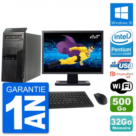 PC Tour Lenovo M83 Ecran 22" Intel G3220 RAM 32Go Disque 500Go Windows 10 Wifi