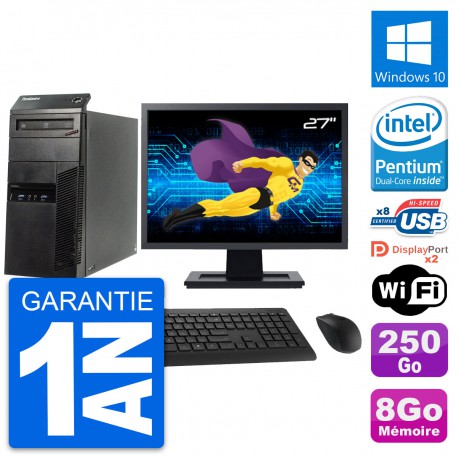 PC Tour Lenovo M83 Ecran 27" Intel G3220 RAM 8Go Disque 250Go Windows 10 Wifi