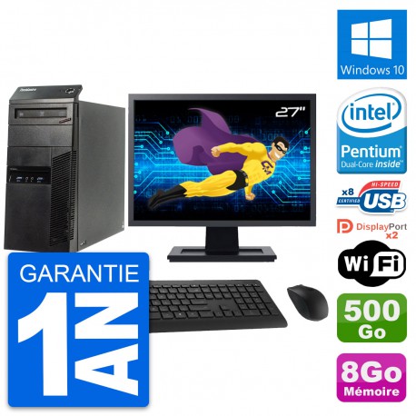 PC Tour Lenovo M83 Ecran 27" Intel G3220 RAM 8Go Disque 500Go Windows 10 Wifi