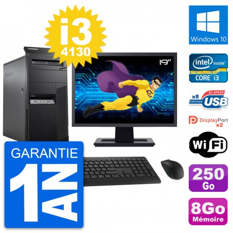PC Tour Lenovo M83 Ecran 19" Intel i3-4130 RAM 8Go Disque 250Go Windows 10 Wifi