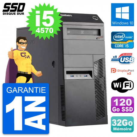 PC Tour Lenovo ThinkCentre M83 Intel i5-4570 RAM 32Go SSD 120Go Windows 10 Wifi