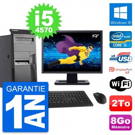 PC Tour Lenovo M83 Ecran 19" Core i5-4570 RAM 8Go Disque Dur 2To Windows 10 Wifi