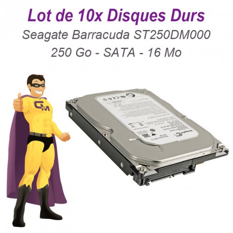 Lot 10 x Disque Dur 250Go Seagate Barracuda ST250DM000 3.5" Sata III 16Mo 7200