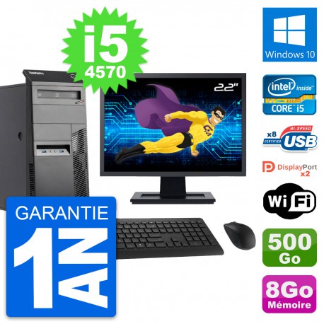 PC Tour Lenovo M83 Ecran 22" Intel i5-4570 RAM 8Go Disque 500Go Windows 10 Wifi