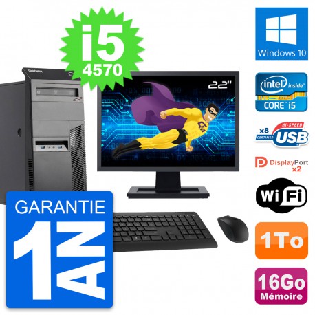 PC Tour Lenovo M83 Ecran 22" Intel i5-4570 RAM 16Go Disque 1To Windows 10 Wifi