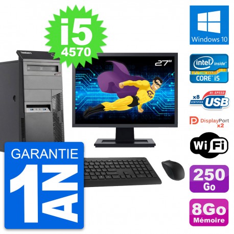 PC Tour Lenovo M83 Ecran 27" Intel i5-4570 RAM 8Go Disque 250Go Windows 10 Wifi