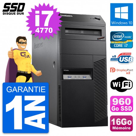 PC Tour Lenovo ThinkCentre M83 Intel i7-4770 RAM 16Go SSD 960Go Windows 10 Wifi