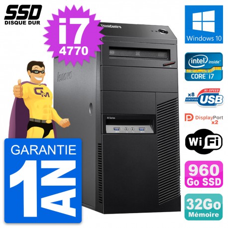 PC Tour Lenovo ThinkCentre M83 Intel i7-4770 RAM 32Go SSD 960Go Windows 10 Wifi