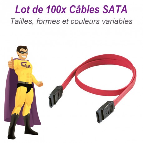 Lot 100 Câbles SATA Data pour Disque Dur et Lecteur Graveur Tailles Variables