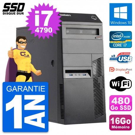 PC Tour Lenovo ThinkCentre M83 Intel i7-4790 RAM 16Go SSD 480Go Windows 10 Wifi
