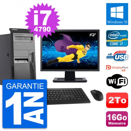 PC Tour Lenovo M83 Ecran 19" Intel i7-4790 RAM 16Go Disque 2To Windows 10 Wifi