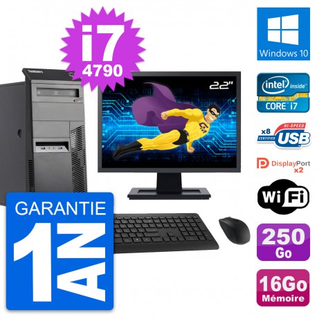 PC Tour Lenovo M83 Ecran 22" Intel i7-4790 RAM 16Go Disque 250Go Windows 10 Wifi