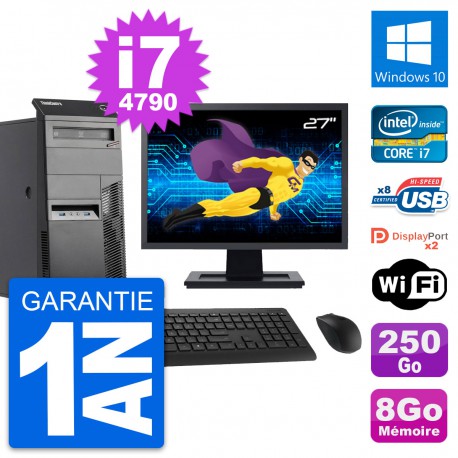PC Tour Lenovo M83 Ecran 27" Intel i7-4790 RAM 8Go Disque 250Go Windows 10 Wifi
