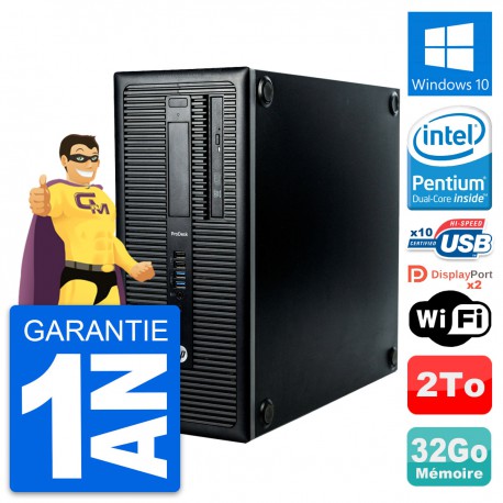 PC Tour HP ProDesk 600 G1 Intel G3220 RAM 32Go Disque Dur 2To Windows 10 Wifi