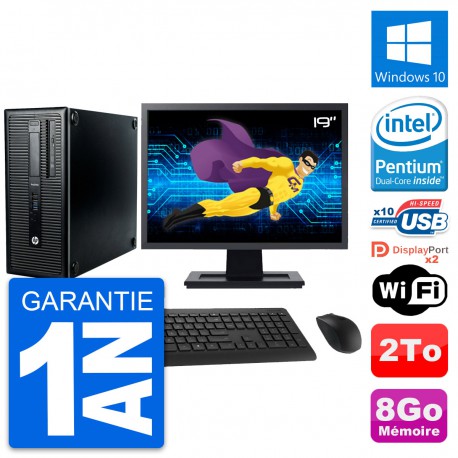 PC Tour HP ProDesk 600 G1 Ecran 19" G3220 RAM 8Go Disque 2To Windows 10 Wifi