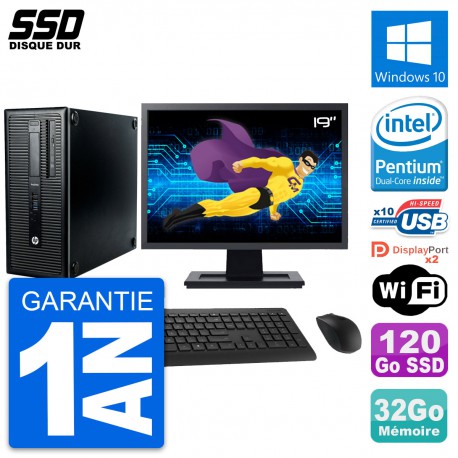 PC Tour HP ProDesk 600 G1 Ecran 19" G3220 RAM 32Go SSD 120Go Windows 10 Wifi