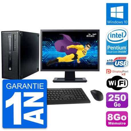 PC Tour HP 600 G1 Ecran 22" Intel G3220 RAM 8Go Disque 250Go Windows 10 Wifi