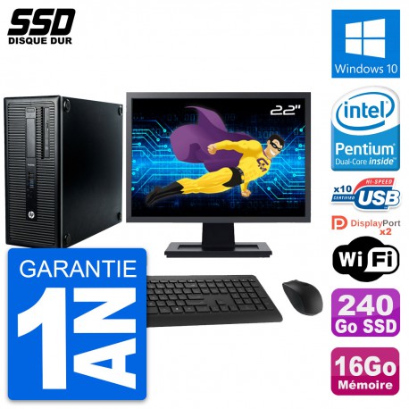 PC Tour HP ProDesk 600 G1 Ecran 22" G3220 RAM 16Go SSD 240Go Windows 10 Wifi