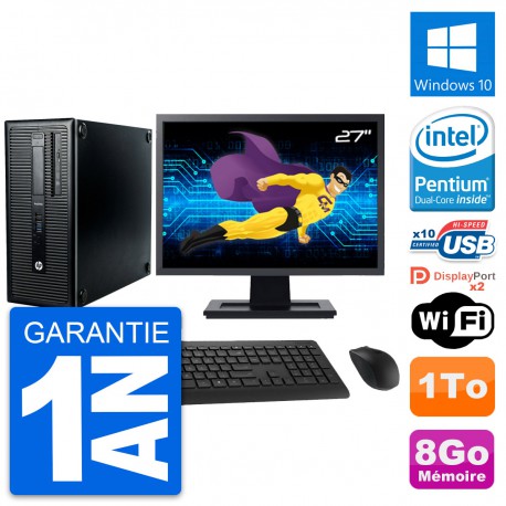 PC Tour HP ProDesk 600 G1 Ecran 27" G3220 RAM 8Go Disque 1To Windows 10 Wifi