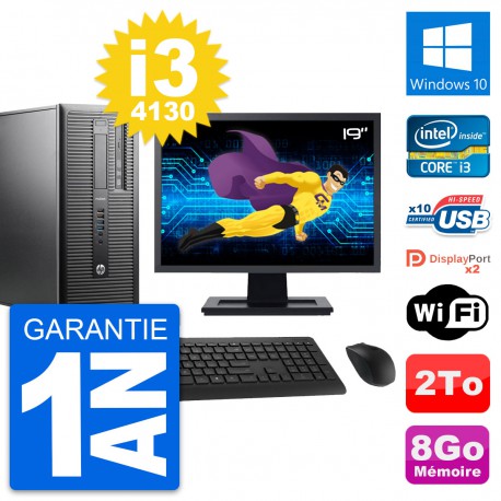 PC Tour HP ProDesk 600 G1 Ecran 19" i3-4130 RAM 8Go Disque 2To Windows 10 Wifi