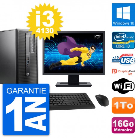 PC Tour HP ProDesk 600 G1 Ecran 19" i3-4130 RAM 16Go Disque 1To Windows 10 Wifi