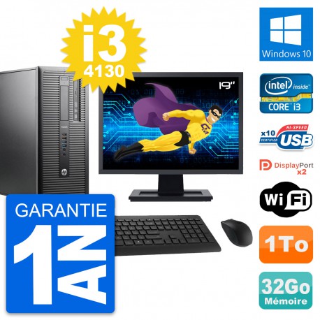 PC Tour HP ProDesk 600 G1 Ecran 19" i3-4130 RAM 32Go Disque 1To Windows 10 Wifi