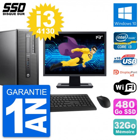 PC Tour HP ProDesk 600 G1 Ecran 19" i3-4130 RAM 32Go SSD 480Go Windows 10 Wifi