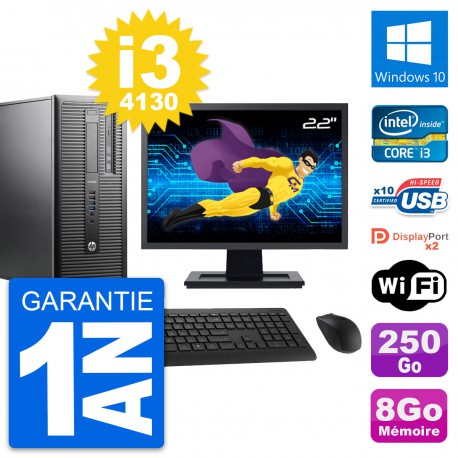 PC Tour HP 600 G1 Ecran 22" Intel i3-4130 RAM 8Go Disque 250Go Windows 10 Wifi