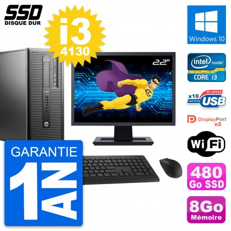 PC Tour HP ProDesk 600 G1 Ecran 22" i3-4130 RAM 8Go SSD 480Go Windows 10 Wifi