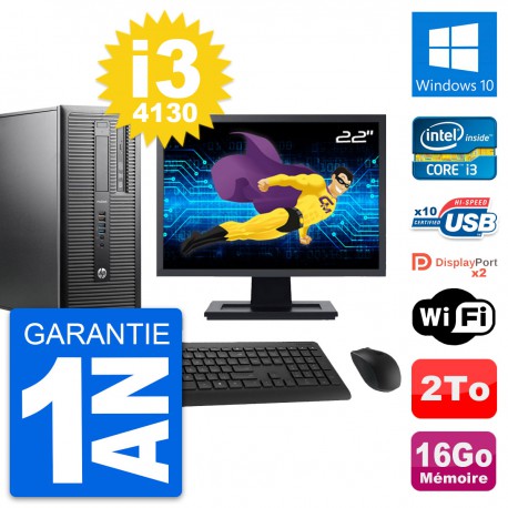 PC Tour HP ProDesk 600 G1 Ecran 22" i3-4130 RAM 16Go Disque 2To Windows 10 Wifi