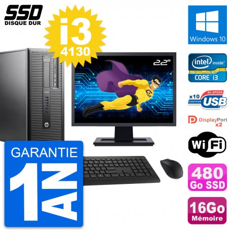 PC Tour HP ProDesk 600 G1 Ecran 22" i3-4130 RAM 16Go SSD 480Go Windows 10 Wifi