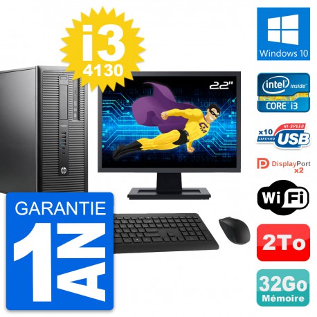 PC Tour HP ProDesk 600 G1 Ecran 22" i3-4130 RAM 32Go Disque 2To Windows 10 Wifi