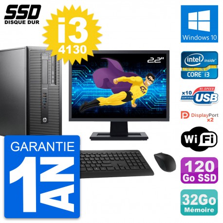 PC Tour HP ProDesk 600 G1 Ecran 22" i3-4130 RAM 32Go SSD 120Go Windows 10 Wifi