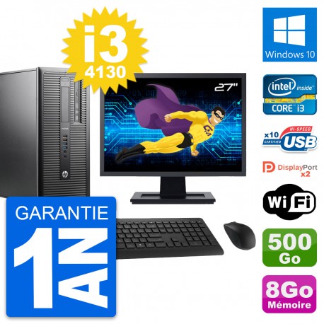 PC Tour HP 600 G1 Ecran 27" Intel i3-4130 RAM 8Go Disque 500Go Windows 10 Wifi
