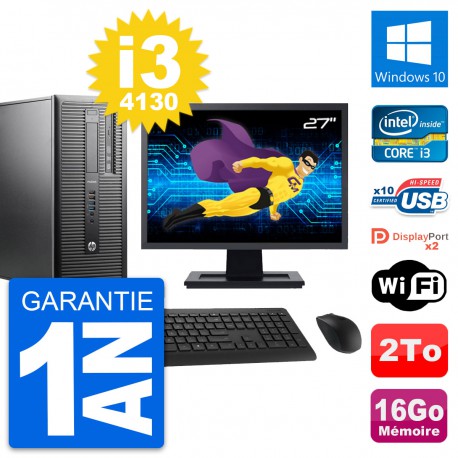 PC Tour HP ProDesk 600 G1 Ecran 27" i3-4130 RAM 16Go Disque 2To Windows 10 Wifi