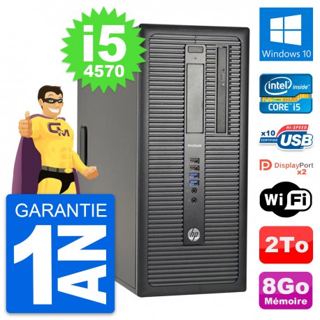 PC Tour HP ProDesk 600 G1 Intel i5-4570 RAM 8Go Disque Dur 2To Windows 10 Wifi