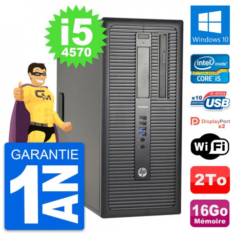 PC Tour HP ProDesk 600 G1 Intel i5-4570 RAM 16Go Disque Dur 2To Windows 10 Wifi