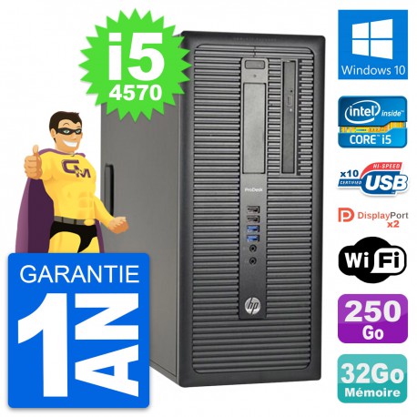 PC Tour HP ProDesk 600 G1 Intel i5-4570 RAM 32Go Disque 250Go Windows 10 Wifi
