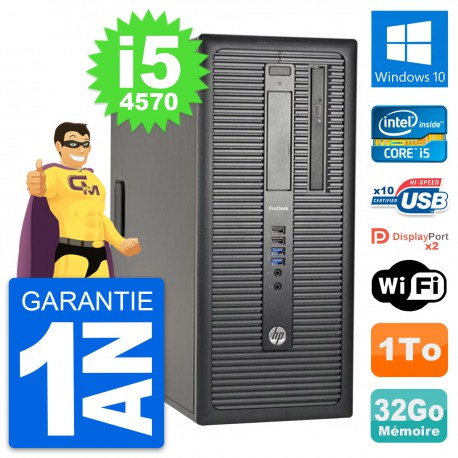 PC Tour HP ProDesk 600 G1 Intel i5-4570 RAM 32Go Disque Dur 1To Windows 10 Wifi