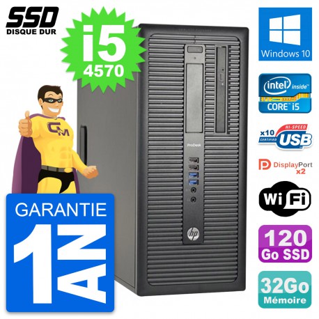 PC Tour HP ProDesk 600 G1 Intel Core i5-4570 RAM 32Go SSD 120Go Windows 10 Wifi